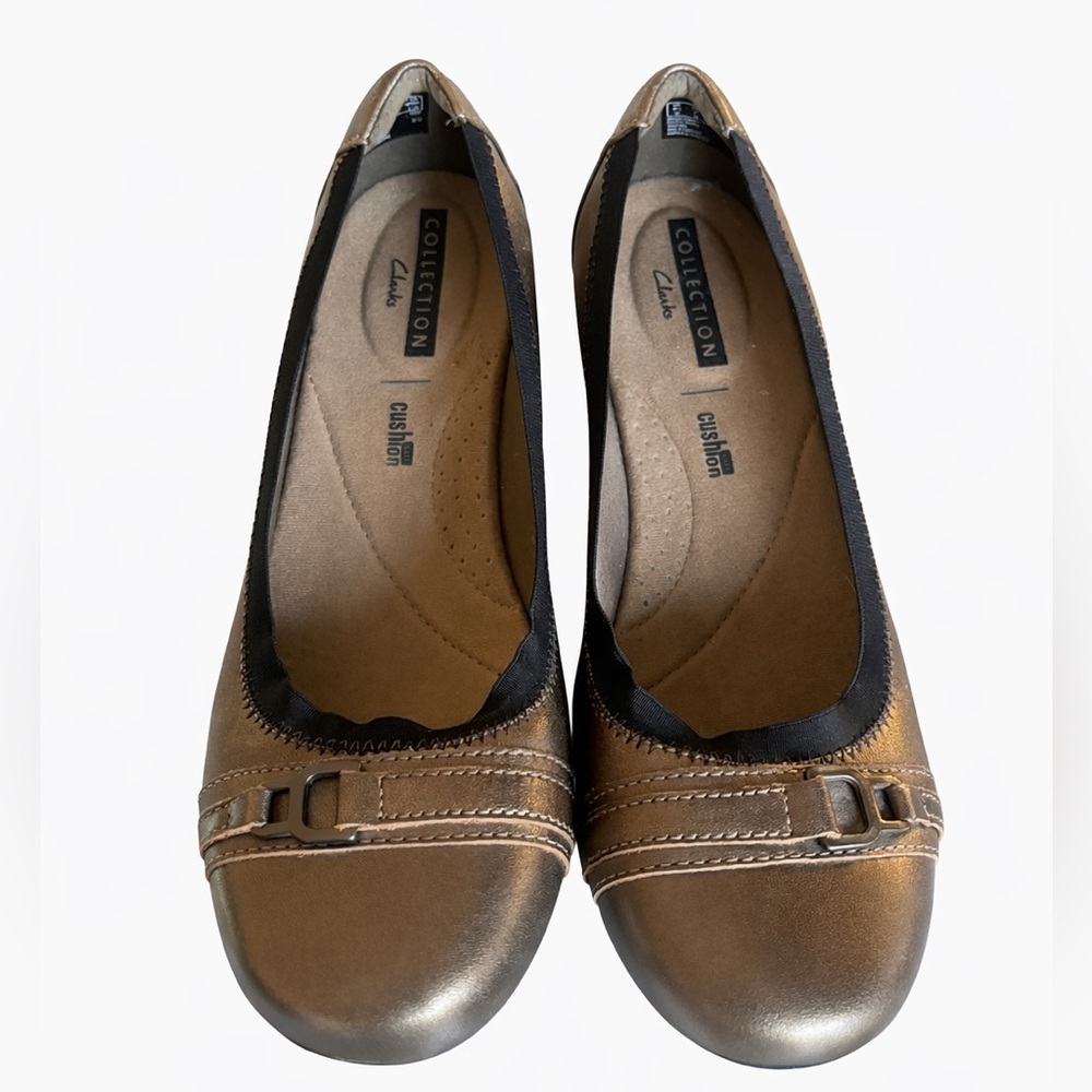 Clarks Bronze Metallic Ballet Flats